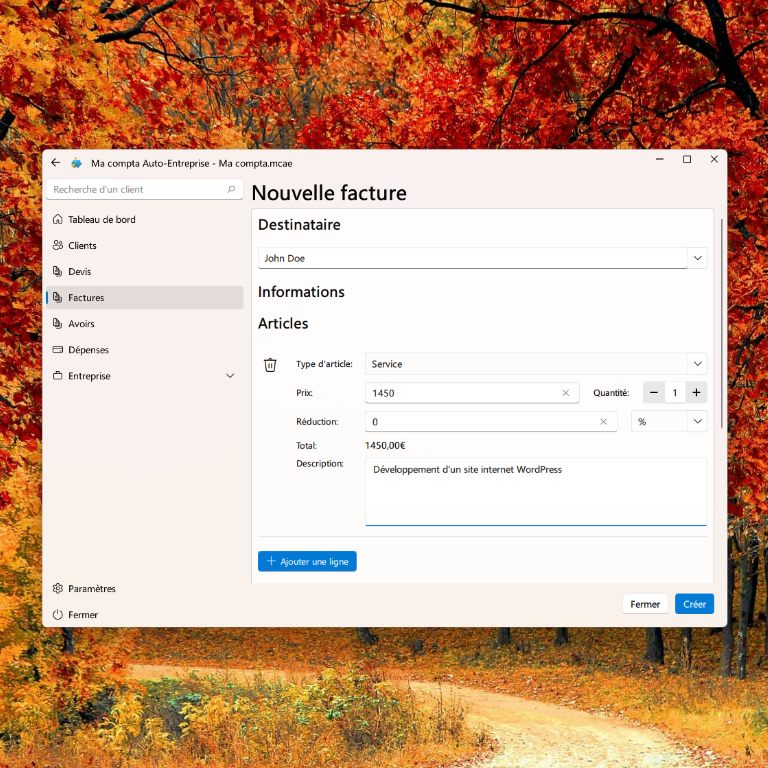 Création d'une facture